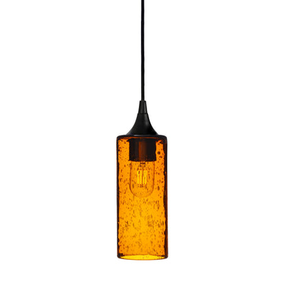 513 Single Pendant Light-Bicycle Glass Co-Matte Black 15ft Cord + Track Mount-Lunar-Golden Amber-Bicycle Glass Co