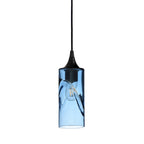 513 Single Pendant Light-Bicycle Glass Co-Matte Black 15ft Cord + Track Mount-Swell-Steel Blue-Bicycle Glass Co