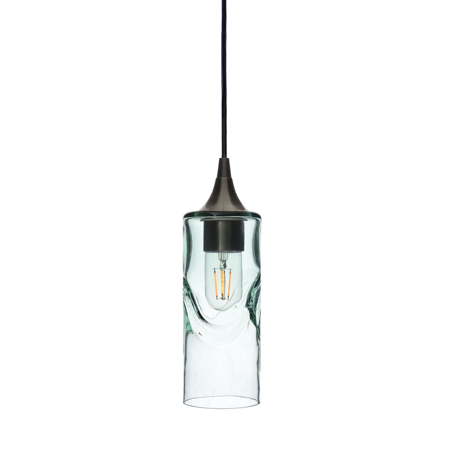 513 Single Pendant Light-Bicycle Glass Co-Antique Bronze 15ft Cord + Track Mount-Swell-Eco Clear-Bicycle Glass Co