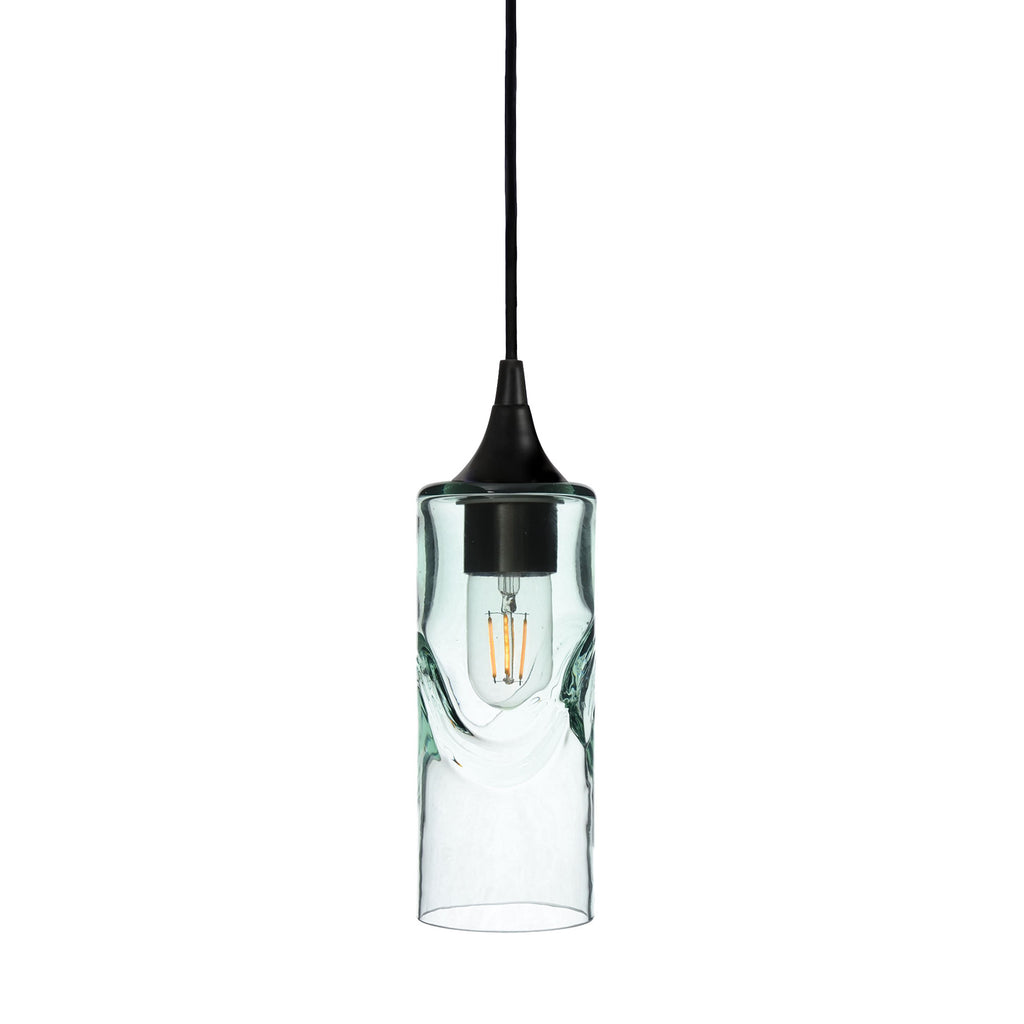 513 Single Pendant Light-Bicycle Glass Co-Matte Black 15ft Cord + Track Mount-Swell-Eco Clear-Bicycle Glass Co