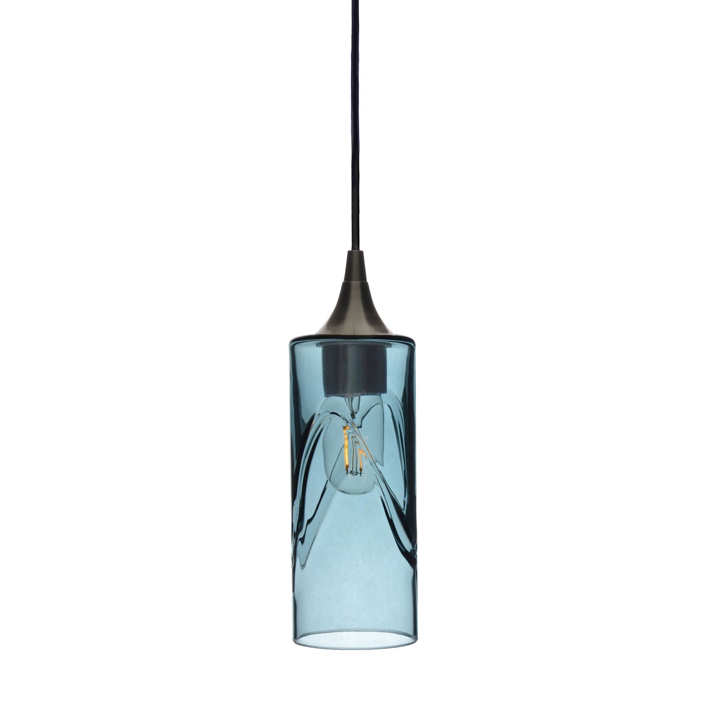 513 Single Pendant Light-Bicycle Glass Co-Antique Bronze 15ft Cord + Track Mount-Swell-Slate Gray-Bicycle Glass Co
