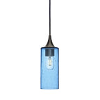 513 Single Pendant Light-Bicycle Glass Co-Antique Bronze 15ft Cord + Track Mount-Lunar-Steel Blue-Bicycle Glass Co