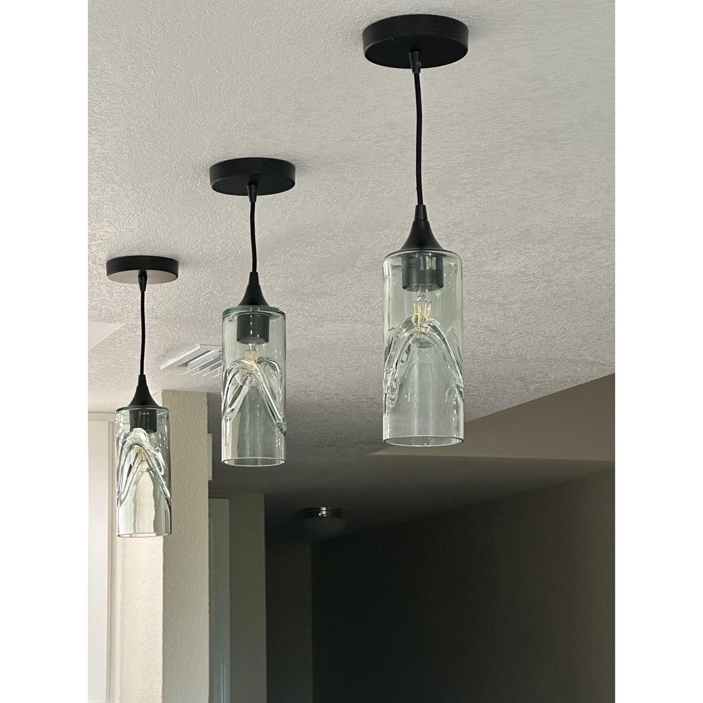 513 Single Pendant Light-Pendant Light-Bicycle Glass Co-Matte Black - 8ft Cord-Lunar-Steel Blue-Bicycle Glass Co