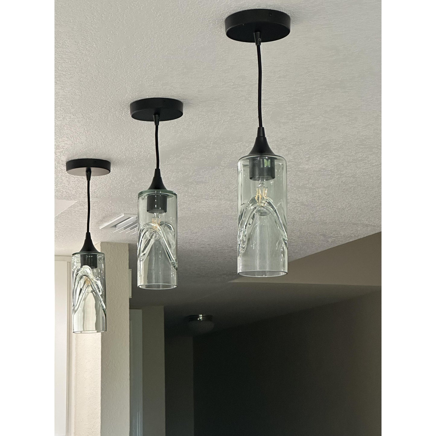 513 Single Pendant Light-Pendant Light-Bicycle Glass Co-Matte Black - 8ft Cord-Lunar-Steel Blue-Bicycle Glass Co