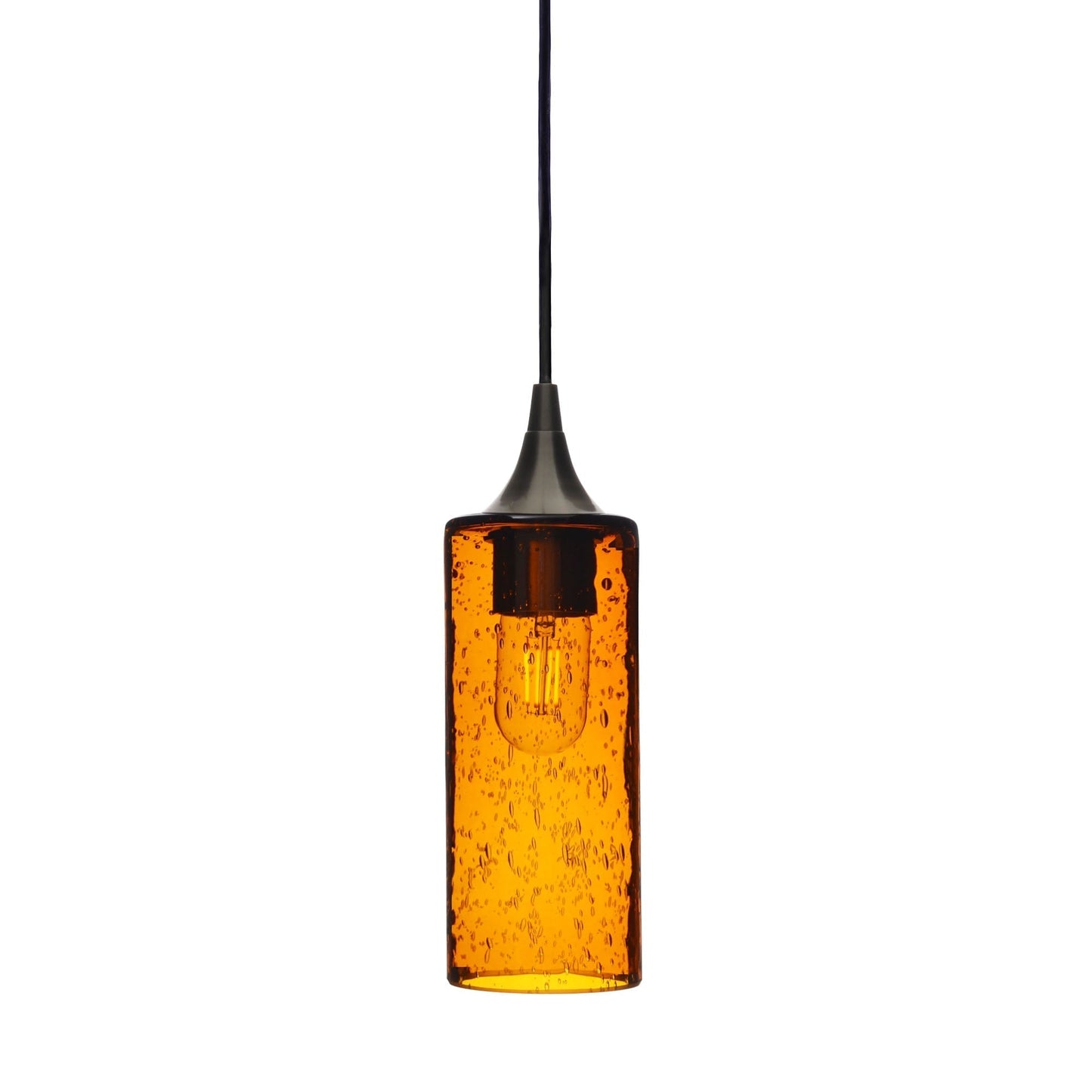513 Single Pendant Light-Bicycle Glass Co-Antique Bronze - 4ft Cord-Lunar-Golden Amber-Bicycle Glass Co