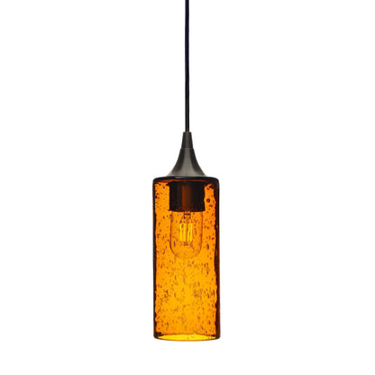 513 Single Pendant Light-Bicycle Glass Co-Antique Bronze - 4ft Cord-Lunar-Golden Amber-Bicycle Glass Co