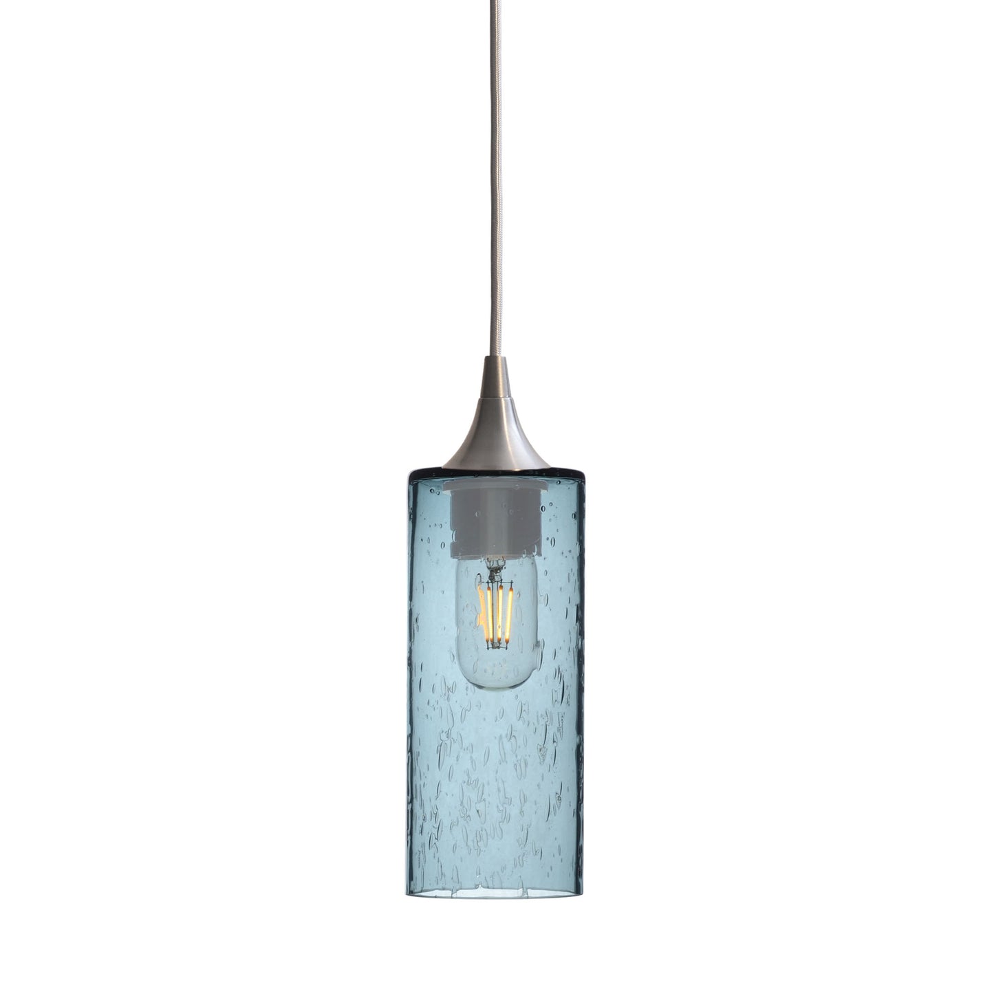 513 Single Pendant Light-Bicycle Glass Co-Brushed Nickel - 4ft Cord-Lunar-Slate Gray-Bicycle Glass Co