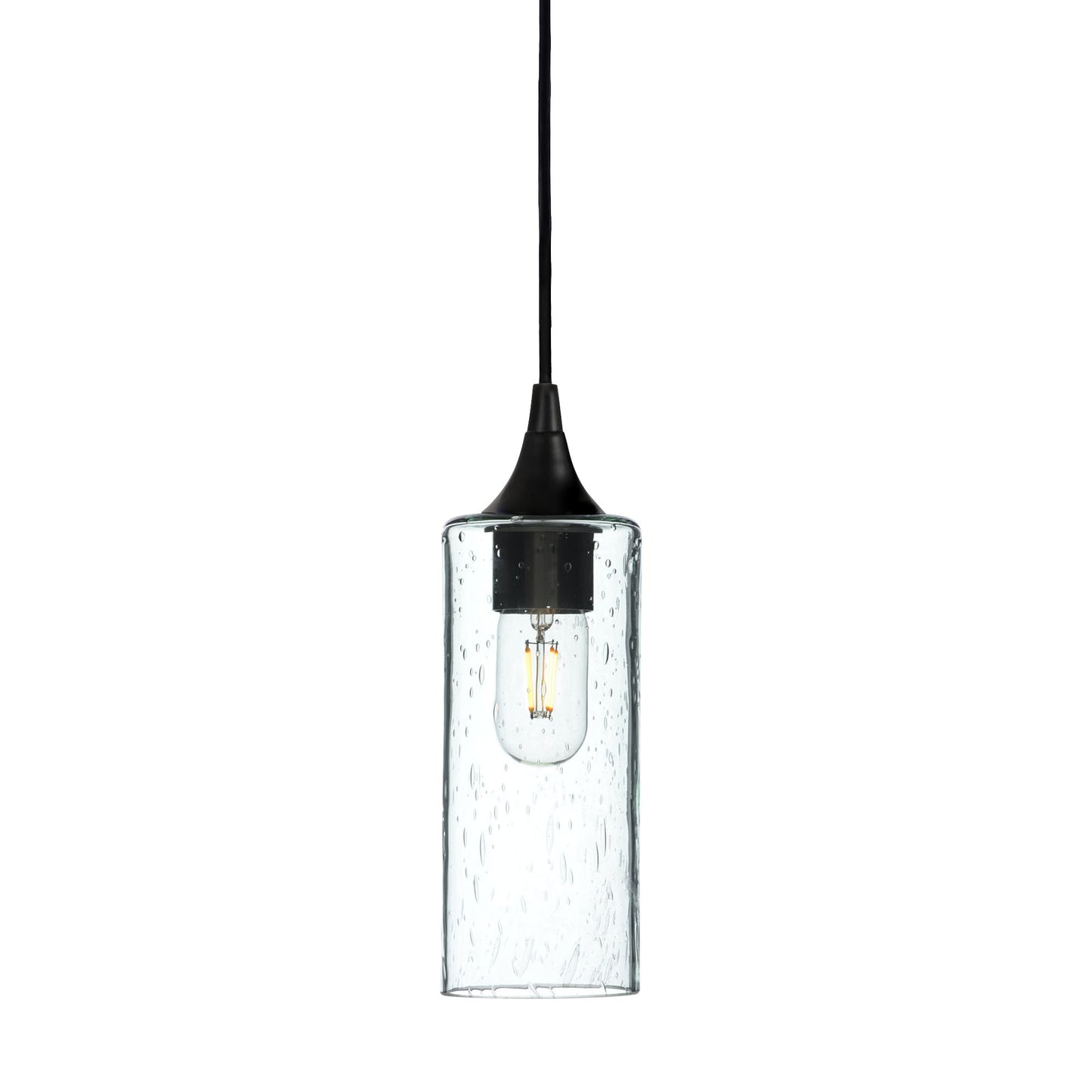 513 Single Pendant Light-Bicycle Glass Co-Matte Black - 8ft Cord-Lunar-Eco Clear-Bicycle Glass Co