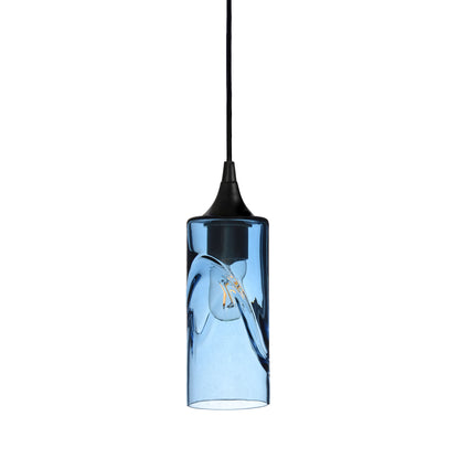 513 Single Pendant Light-Bicycle Glass Co-Matte Black - 8ft Cord-Swell-Steel Blue-Bicycle Glass Co