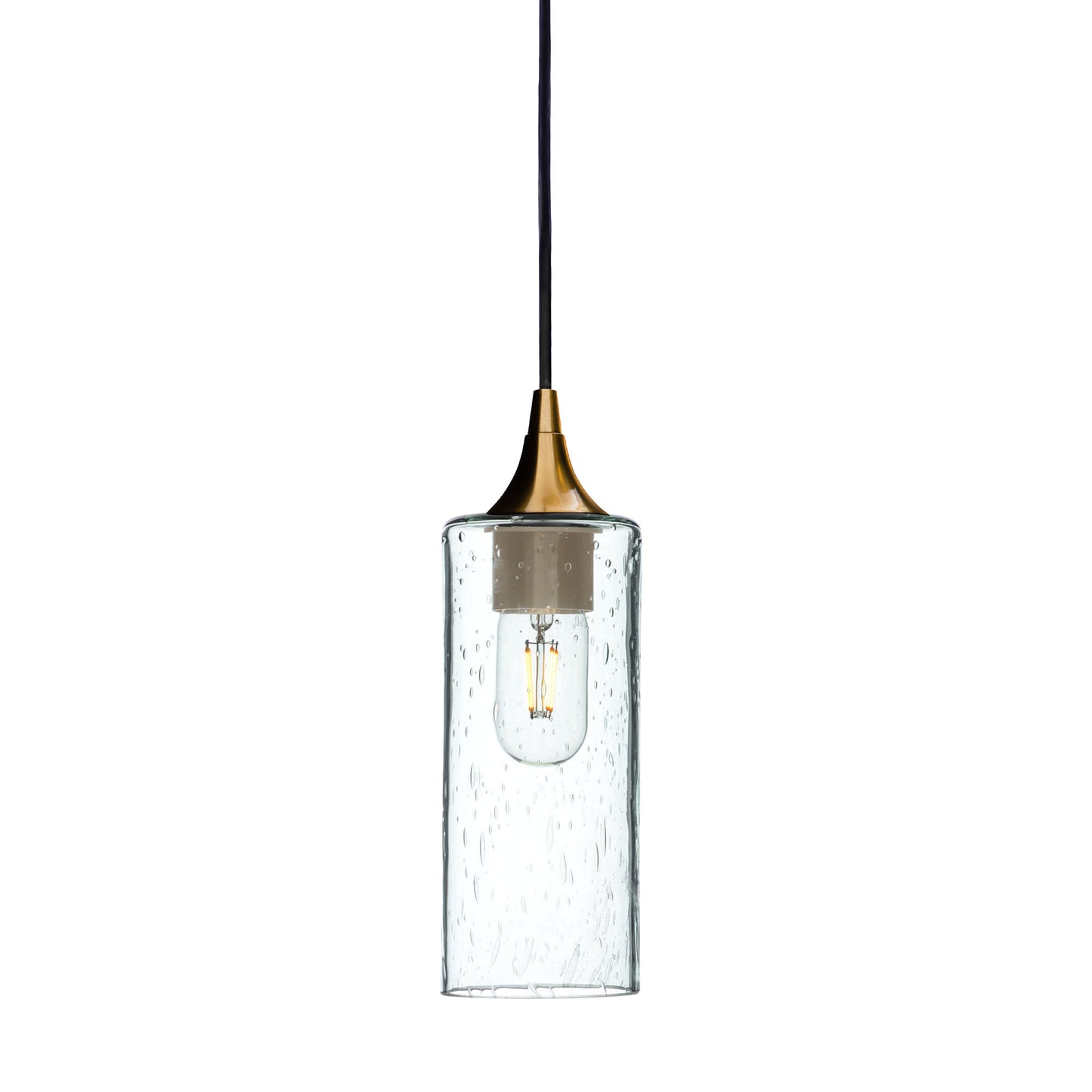 513 Single Pendant Light-Bicycle Glass Co-Polished Brass - 4ft Cord-Lunar-Eco Clear-Bicycle Glass Co