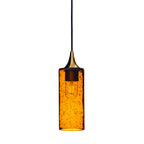 513 Single Pendant Light-Bicycle Glass Co-Polished Brass - 4ft Cord-Lunar-Golden Amber-Bicycle Glass Co