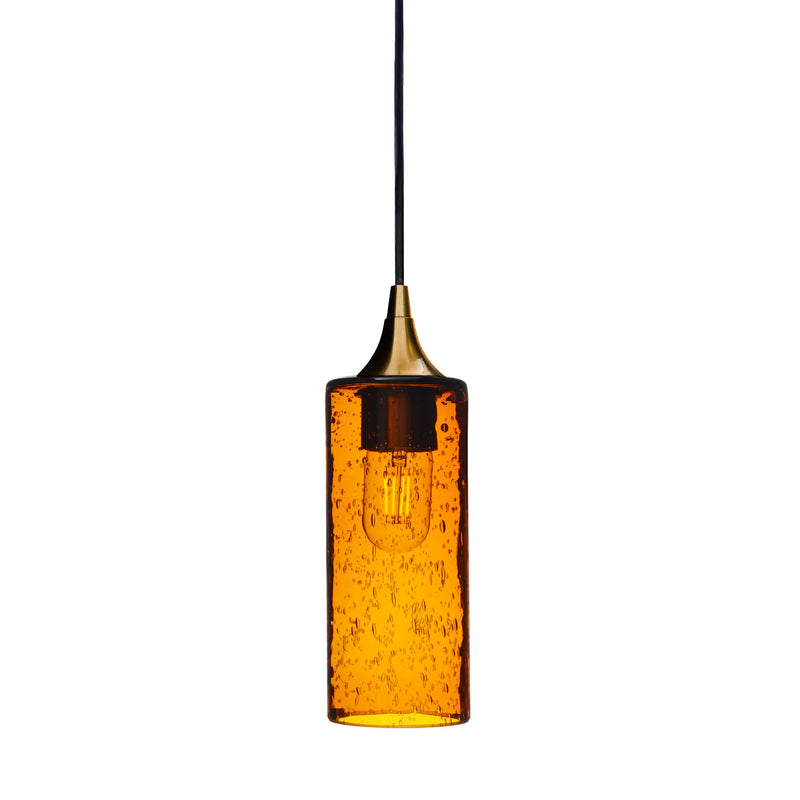 513 Single Pendant Light — Polished Brass - 4ft Downrod / Lunar / Golden Amber