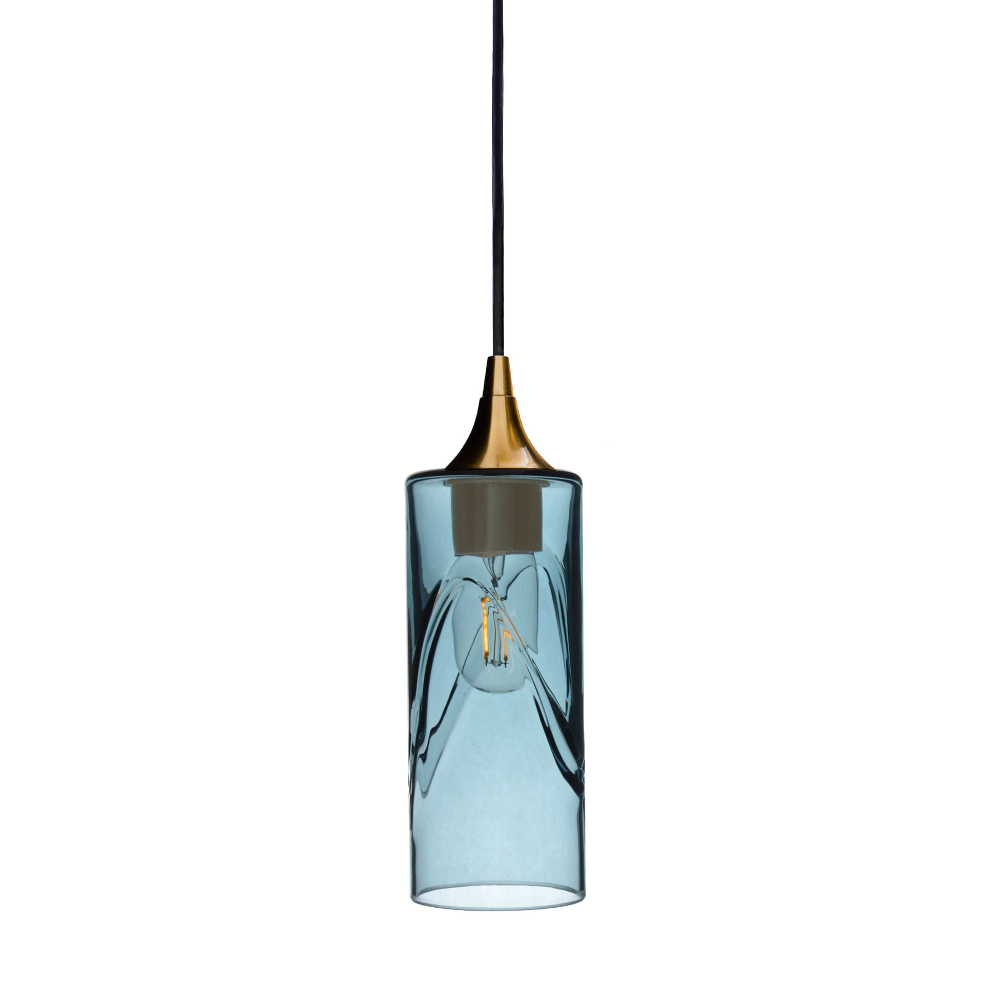 513 Single Pendant Light-Bicycle Glass Co-Polished Brass - 4ft Cord-Swell-Slate Gray-Bicycle Glass Co