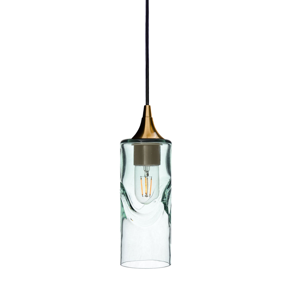 513 Single Pendant Light-Bicycle Glass Co-Polished Brass 15ft Cord + Track Mount-Swell-Eco Clear-Bicycle Glass Co
