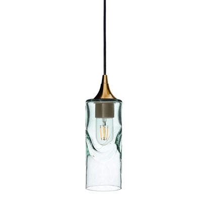 513 Single Pendant Light-Bicycle Glass Co-Polished Brass 15ft Cord + Track Mount-Swell-Eco Clear-Bicycle Glass Co