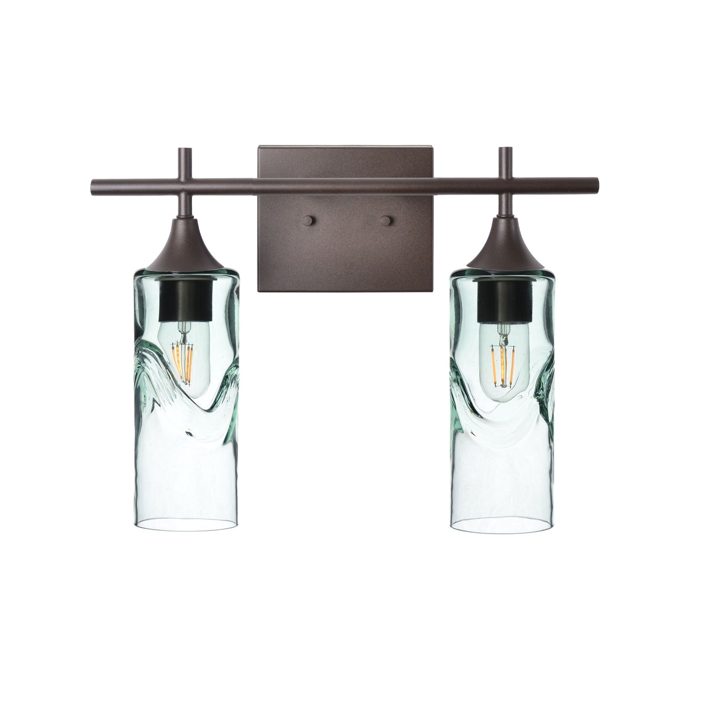 513 Swell: 2 Light Wall Vanity-Glass-Bicycle Glass Co - Hotshop-Eco Clear-Antique Bronze-Bicycle Glass Co