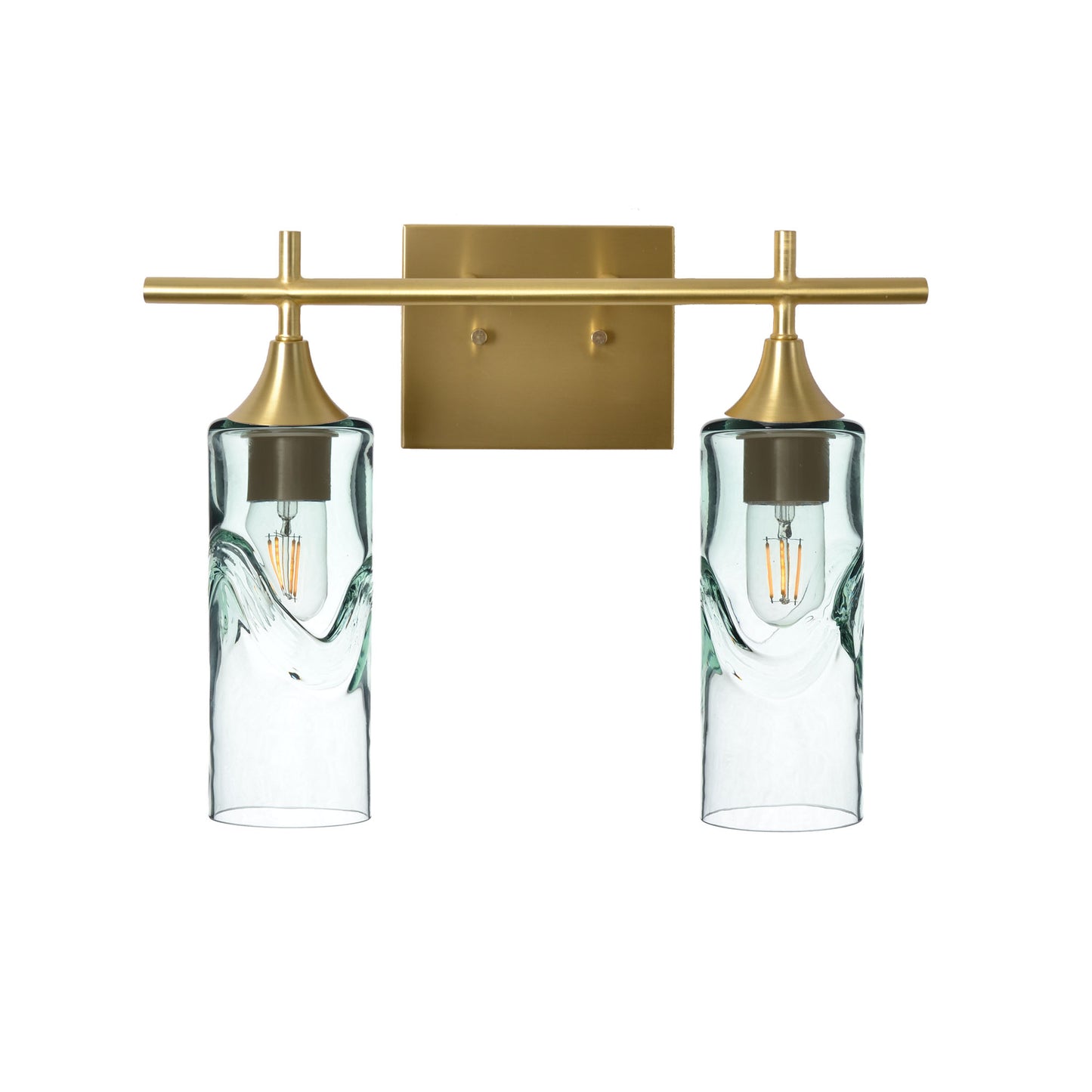 513 Swell: 2 Light Wall Vanity-Glass-Bicycle Glass Co - Hotshop-Eco Clear-Polished Brass-Bicycle Glass Co