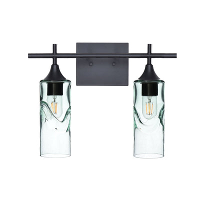 513 Swell: 2 Light Wall Vanity-Glass-Bicycle Glass Co - Hotshop-Eco Clear-Matte Black-Bicycle Glass Co
