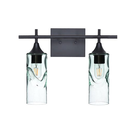 513 Swell: 2 Light Wall Vanity-Glass-Bicycle Glass Co - Hotshop-Eco Clear-Matte Black-Bicycle Glass Co
