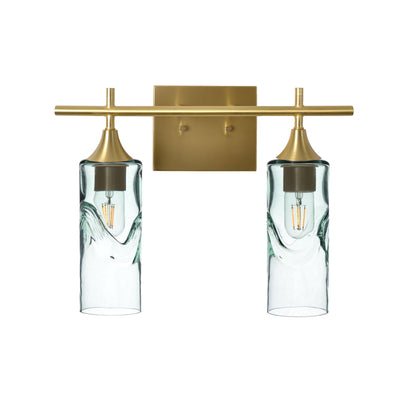 513 Swell: 2 Light Wall Vanity-Glass-Bicycle Glass Co - Hotshop-Eco Clear-Satin Brass-Bicycle Glass Co