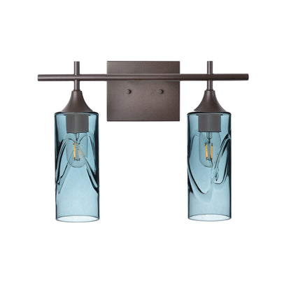 513 Swell: 2 Light Wall Vanity-Glass-Bicycle Glass Co - Hotshop-Slate Gray-Antique Bronze-Bicycle Glass Co