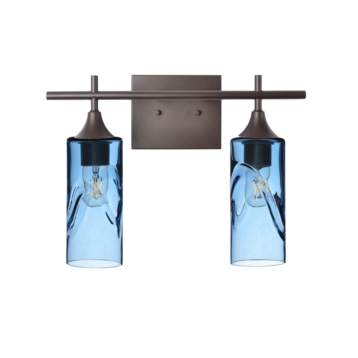 513 Swell: 2 Light Wall Vanity-Glass-Bicycle Glass Co - Hotshop-Steel Blue-Dark Bronze-Bicycle Glass Co