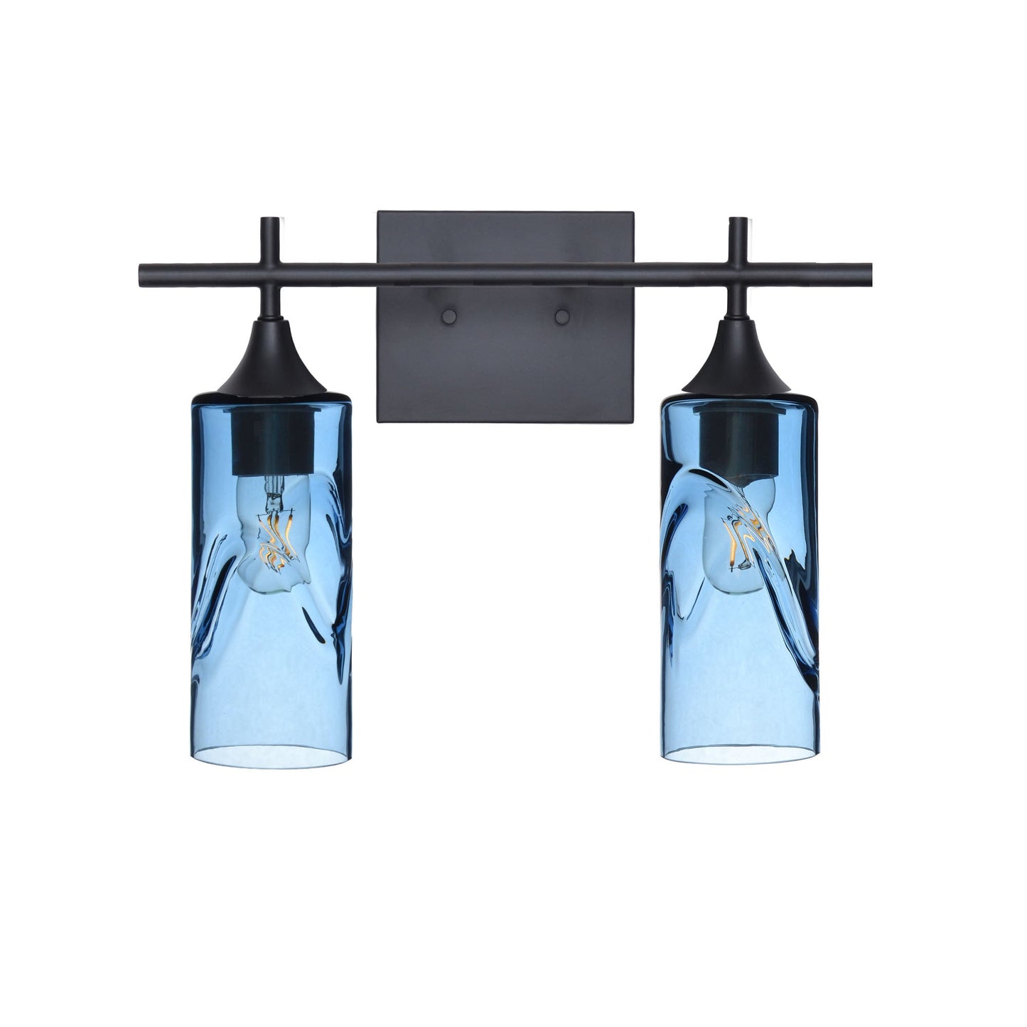 513 Swell: 2 Light Wall Vanity-Glass-Bicycle Glass Co - Hotshop-Steel Blue-Matte Black-Bicycle Glass Co