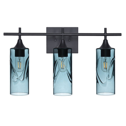 513 Swell: 3 Light Wall Vanity-Glass-Bicycle Glass Co - Hotshop-Slate Gray-Matte Black-Bicycle Glass Co