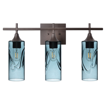 513 Swell: 3 Light Wall Vanity-Glass-Bicycle Glass Co - Hotshop-Slate Gray-Antique Bronze-Bicycle Glass Co