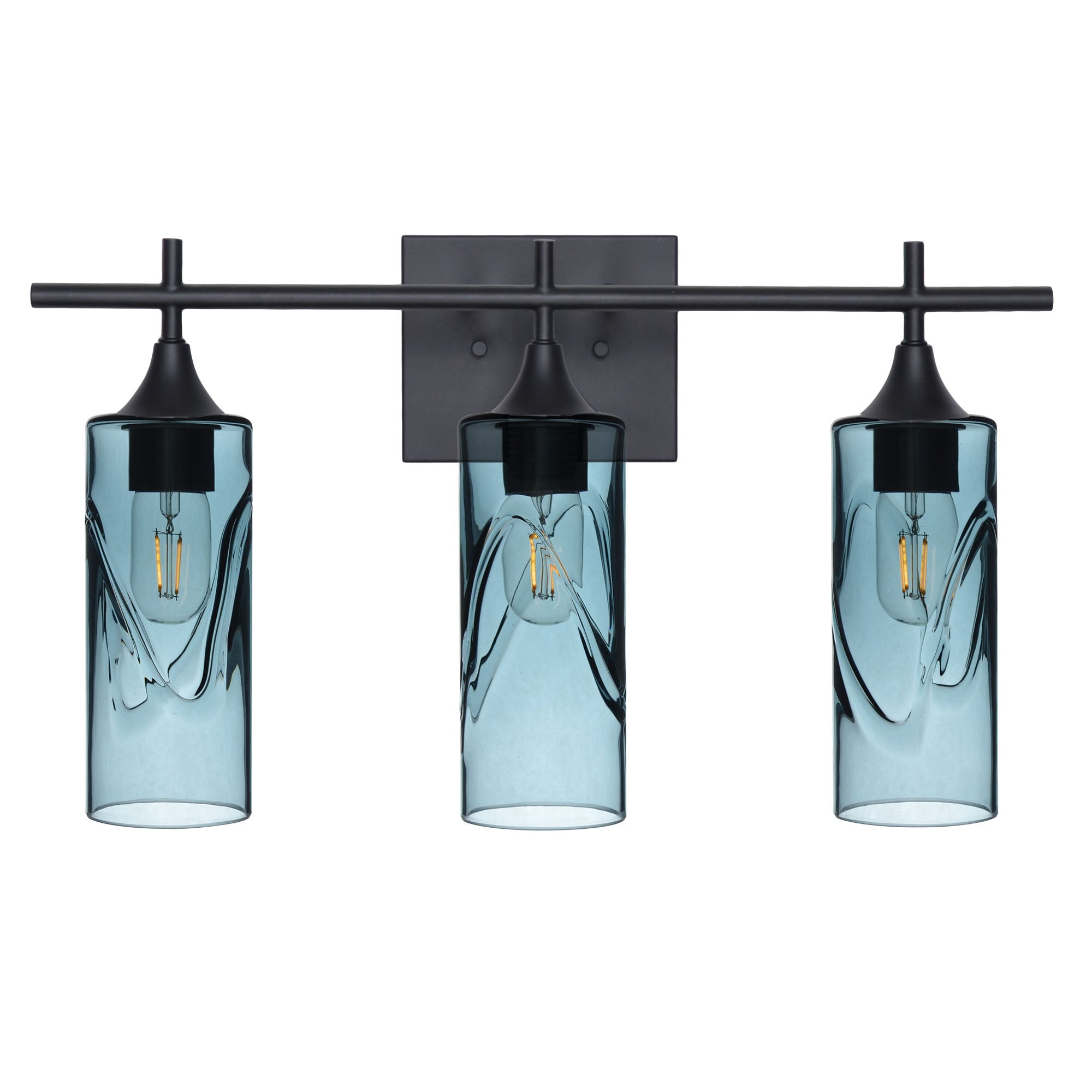 513 Swell: 3 Light Wall Vanity-Glass-Bicycle Glass Co - Hotshop-Slate Gray-Matte Black-Bicycle Glass Co