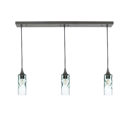 513 Swell: 3 Pendant Linear Chandelier-Glass-Bicycle Glass Co - Hotshop-Eco Clear-Antique Bronze-Bicycle Glass Co