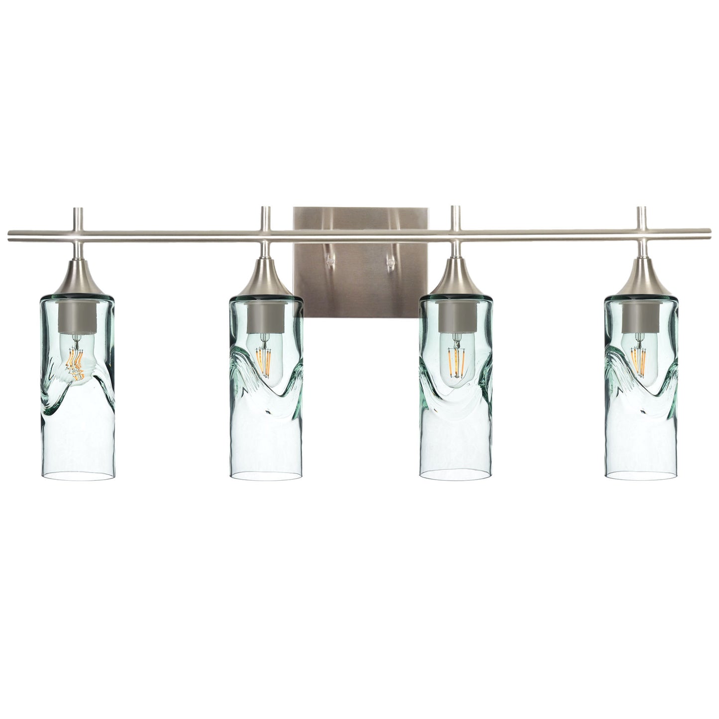 513 Swell: 4 Light Wall Vanity-Glass-Bicycle Glass Co - Hotshop-Eco Clear-Brushed Nickel-Bicycle Glass Co