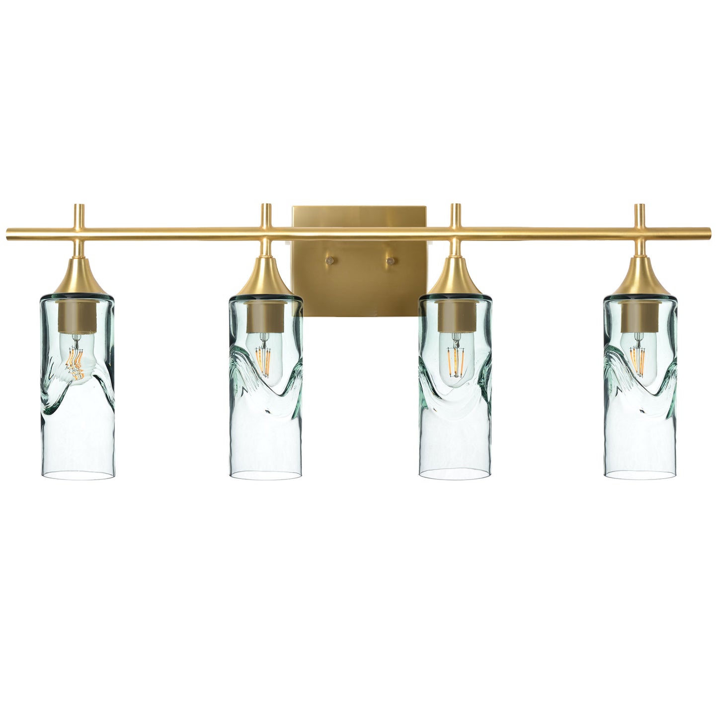 513 Swell: 4 Light Wall Vanity-Glass-Bicycle Glass Co - Hotshop-Eco Clear-Polished Brass-Bicycle Glass Co