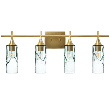 513 Swell: 4 Light Wall Vanity-Glass-Bicycle Glass Co - Hotshop-Eco Clear-Polished Brass-Bicycle Glass Co