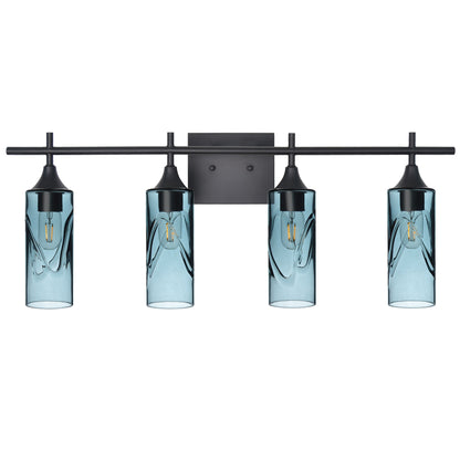 513 Swell: 4 Light Wall Vanity-Glass-Bicycle Glass Co - Hotshop-Slate Gray-Matte Black-Bicycle Glass Co