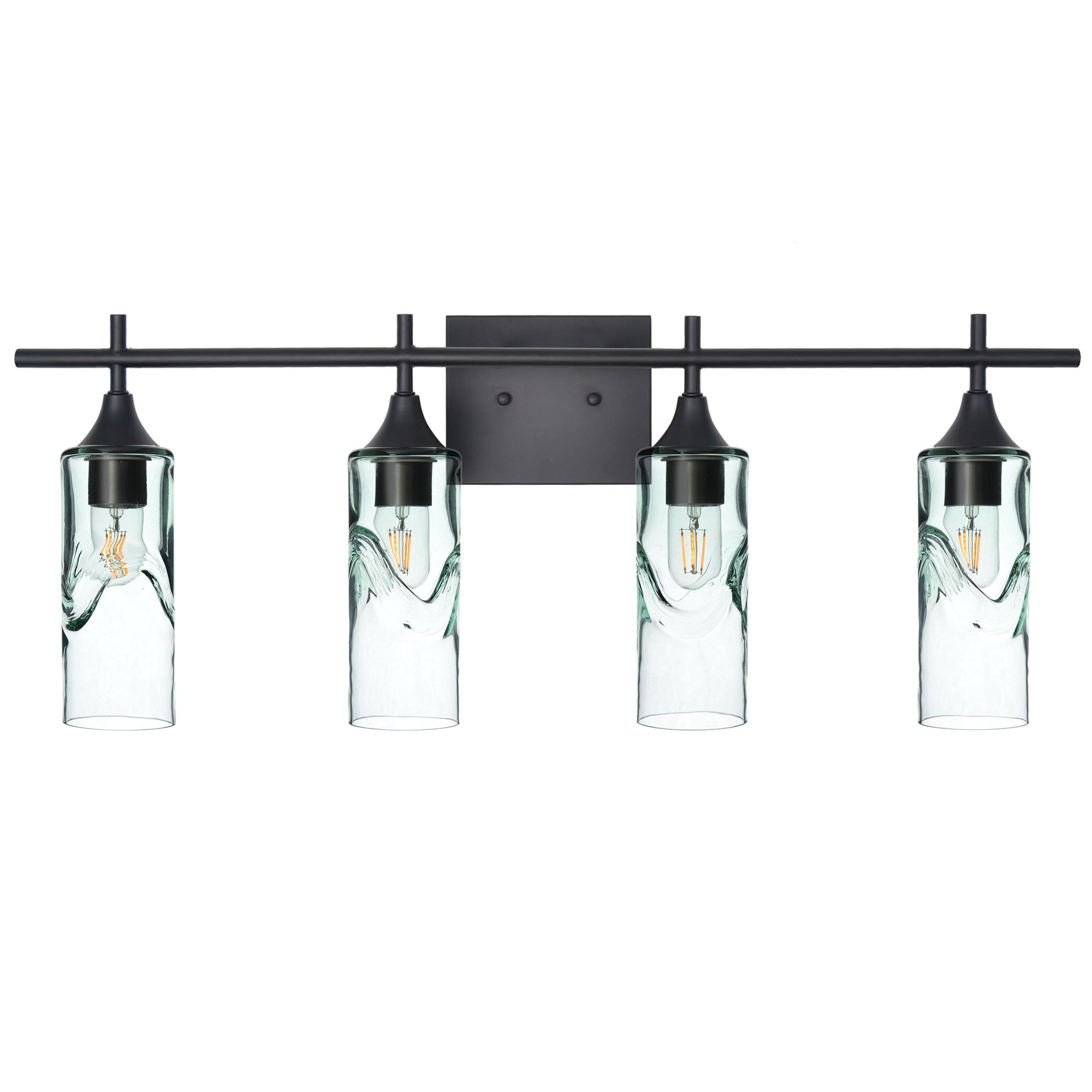 513 Swell: 4 Light Wall Vanity-Glass-Bicycle Glass Co - Hotshop-Eco Clear-Matte Black-Bicycle Glass Co