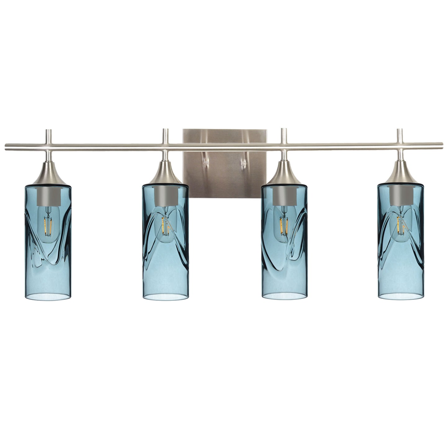 513 Swell: 4 Light Wall Vanity-Glass-Bicycle Glass Co - Hotshop-Slate Gray-Brushed Nickel-Bicycle Glass Co