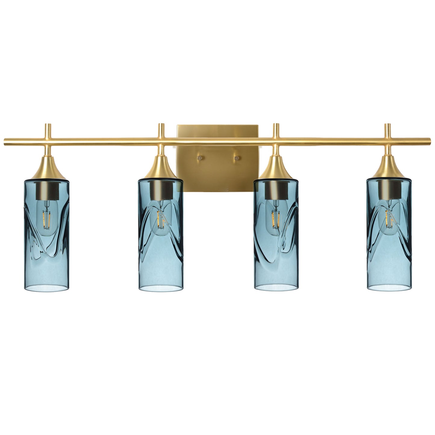 513 Swell: 4 Light Wall Vanity-Glass-Bicycle Glass Co - Hotshop-Slate Gray-Polished Brass-Bicycle Glass Co