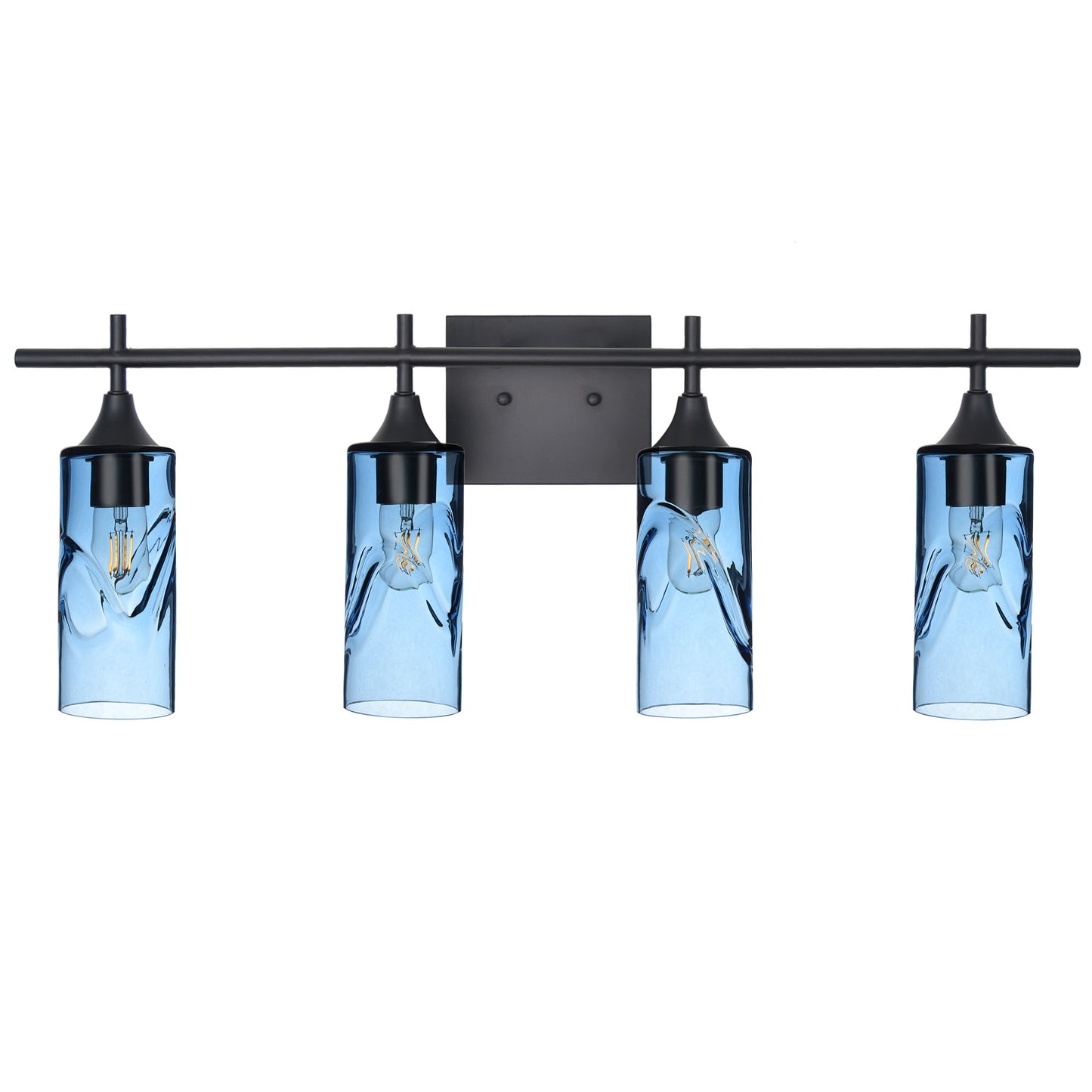 513 Swell: 4 Light Wall Vanity-Glass-Bicycle Glass Co - Hotshop-Steel Blue-Matte Black-Bicycle Glass Co