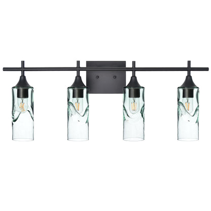 513 Swell: 4 Light Wall Vanity-Glass-Bicycle Glass Co - Hotshop-Eco Clear-Matte Black-Bicycle Glass Co