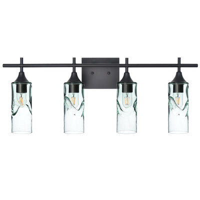 513 Swell: 4 Light Wall Vanity-Glass-Bicycle Glass Co - Hotshop-Eco Clear-Matte Black-Bicycle Glass Co