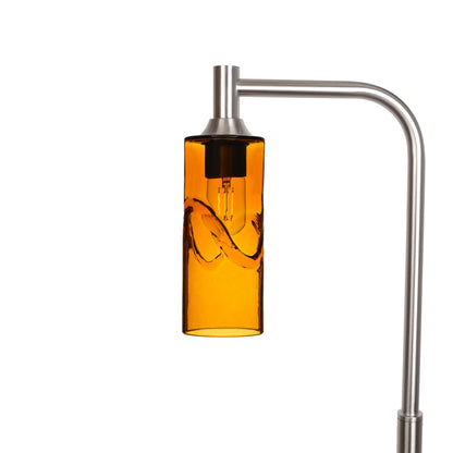 513 Swell: Floor Lamp-Glass-Bicycle Glass Co - Hotshop-Golden Amber-Brushed Nickel-Bicycle Glass Co