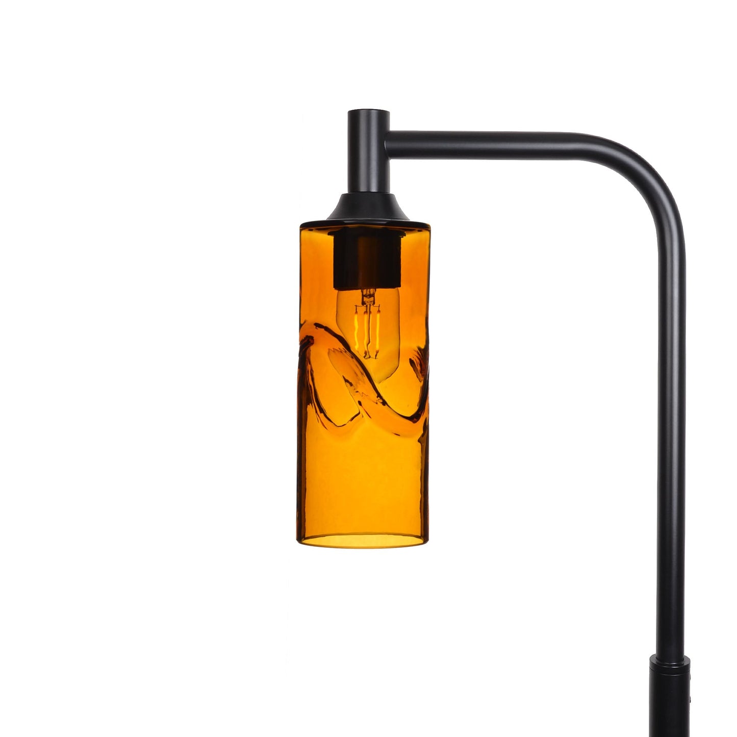 513 Swell: Floor Lamp-Glass-Bicycle Glass Co - Hotshop-Golden Amber-Matte Black-Bicycle Glass Co