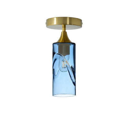 513 Swell: Semi Flush Light-Glass-Bicycle Glass Co - Hotshop-Steel Blue-Polished Brass-Bicycle Glass Co