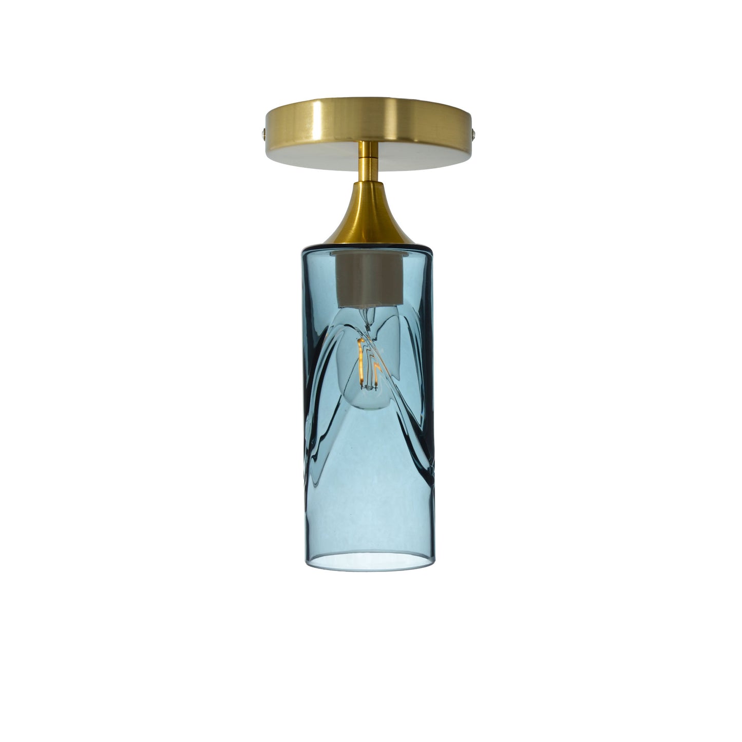 513 Swell: Semi Flush Light-Glass-Bicycle Glass Co - Hotshop-Slate Gray-Polished Brass-Bicycle Glass Co