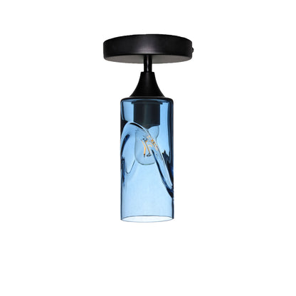 513 Swell: Semi Flush Light-Glass-Bicycle Glass Co - Hotshop-Steel Blue-Matte Black-Bicycle Glass Co