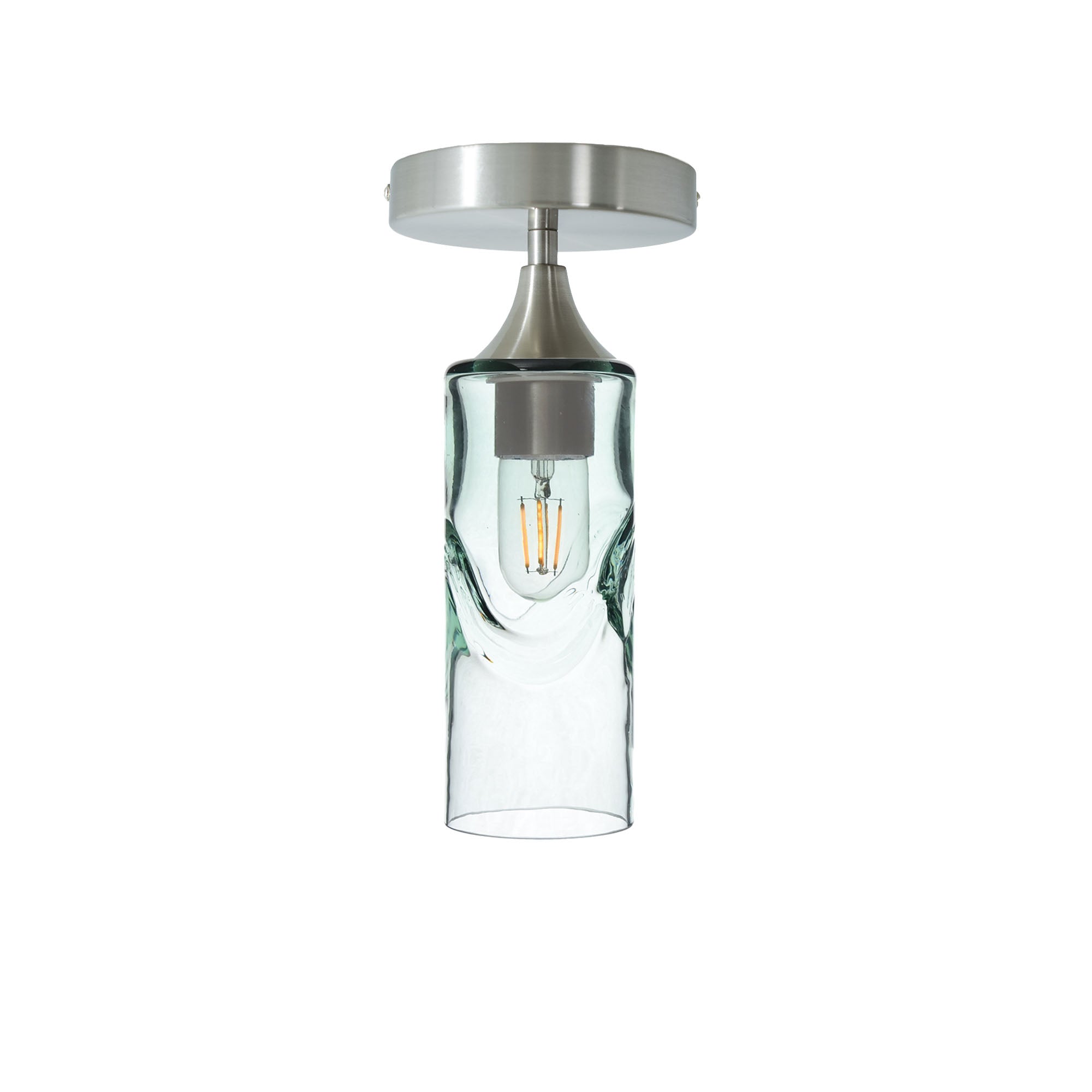 513 Swell: Semi Flush Light-Glass-Bicycle Glass Co - Hotshop-Eco Clear-Brushed Nickel-Bicycle Glass Co