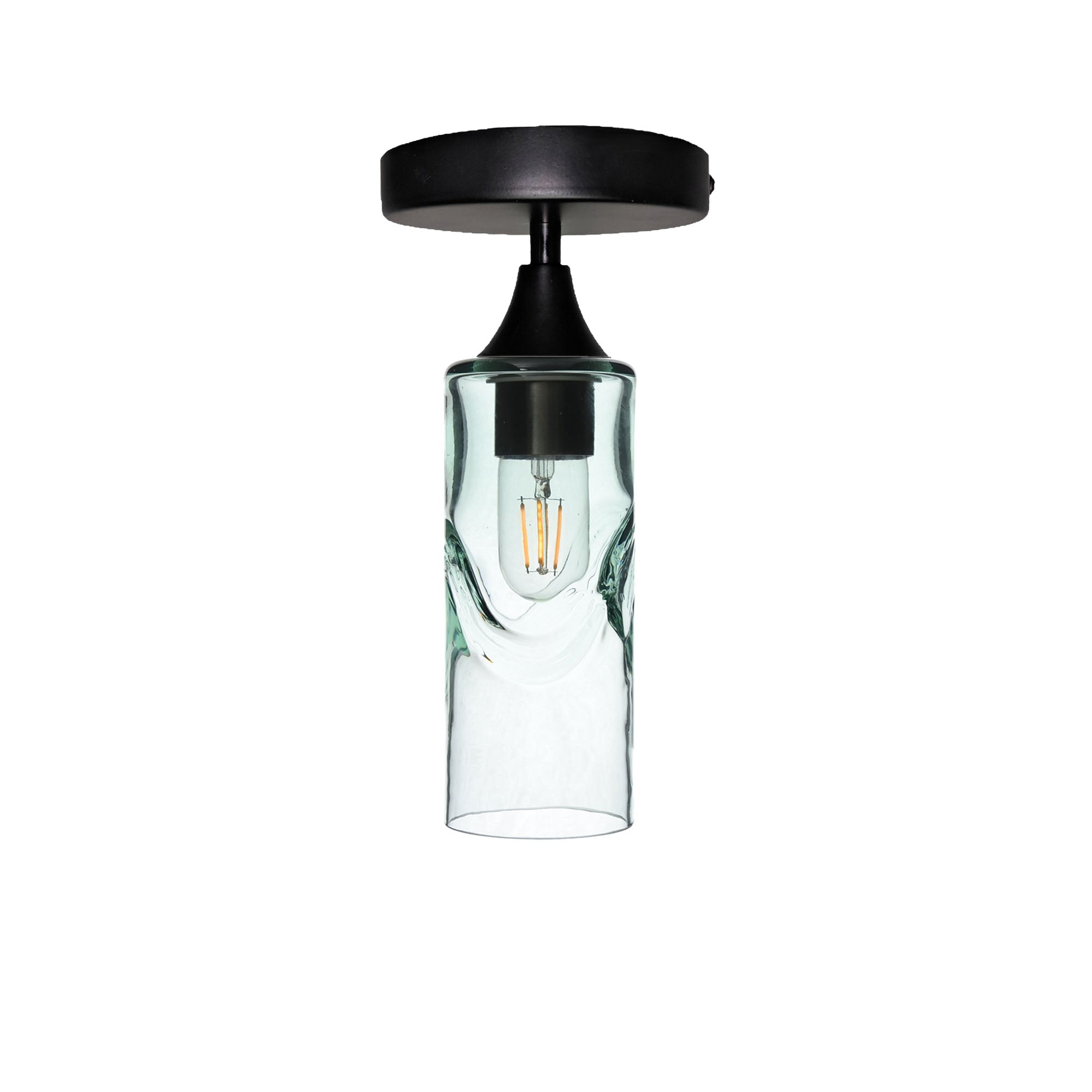 513 Swell: Semi Flush Light-Glass-Bicycle Glass Co - Hotshop-Eco Clear-Matte Black-Bicycle Glass Co