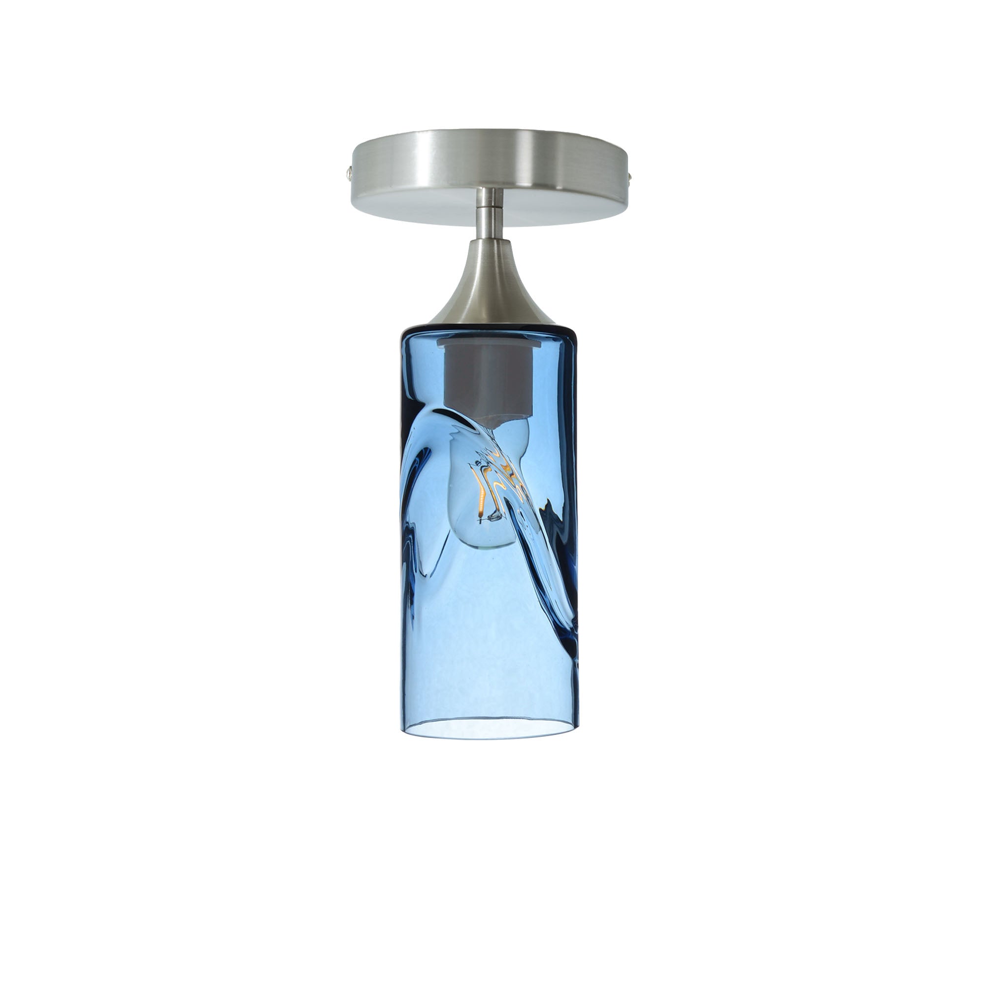 513 Swell: Semi Flush Light-Glass-Bicycle Glass Co - Hotshop-Steel Blue-Brushed Nickel-Bicycle Glass Co