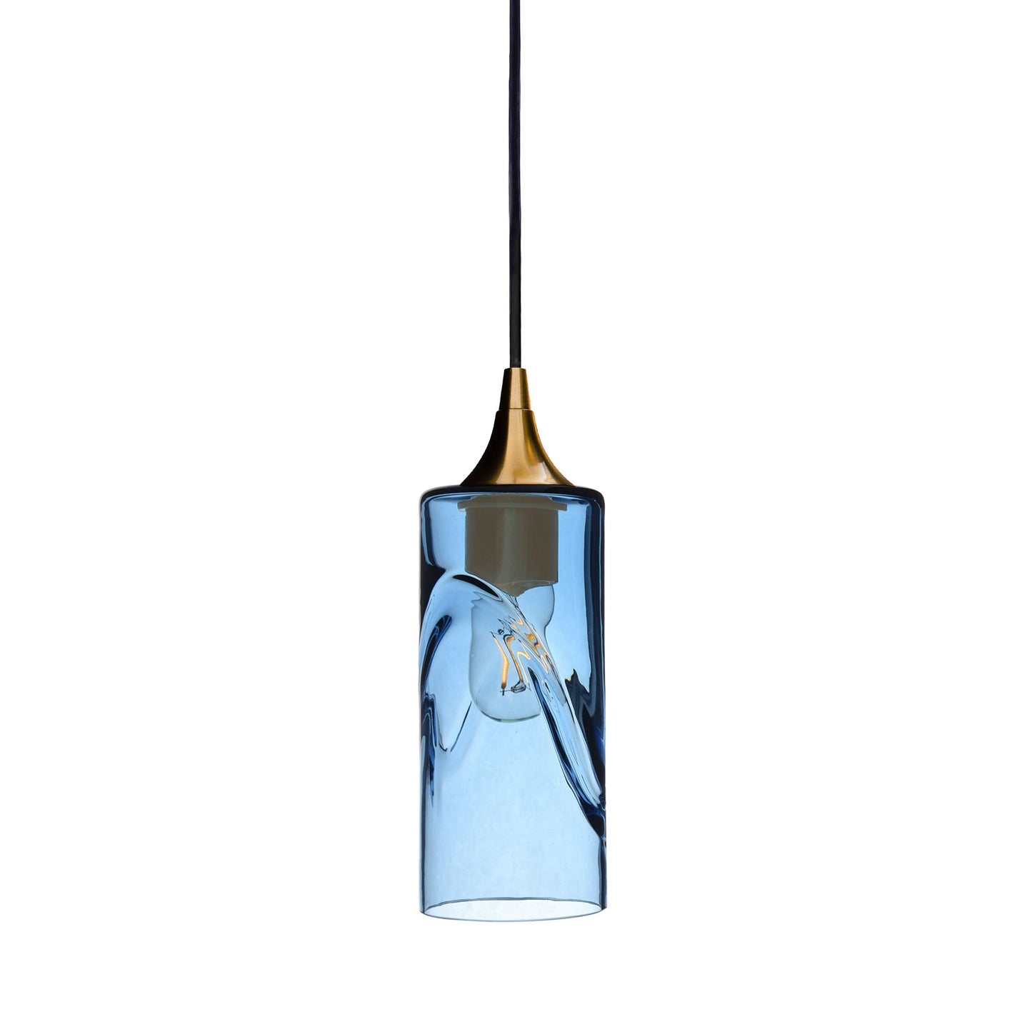 513 Swell: Single Pendant Light-Glass-Bicycle Glass Co-Steel Blue-Polished Brass-Bicycle Glass Co